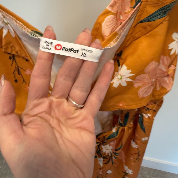 PatPat Mustard Floral Tie-Front Midi Dress - Picture 2 of 3